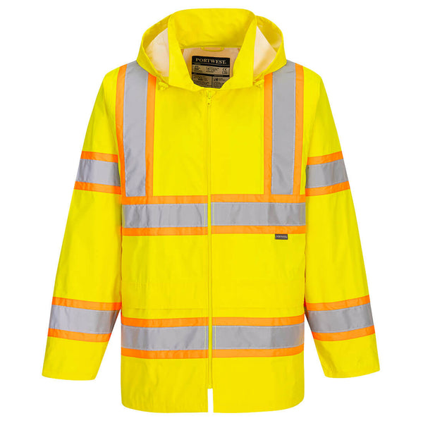 Portwest® Hi-Vis Contrast Tape Rain Traffic Jacket , Yellow, Size XXXL (UH400YERXXXL) Each