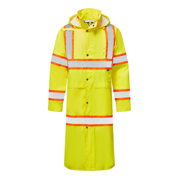 Portwest® Hi-Vis Contrast Tape Rain Coat 48", Yellow, Size XXL (UH405YERXXL) Each