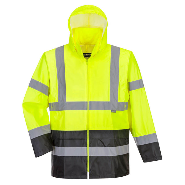 Portwest® Hi-Vis Contrast Rain Traffic Jacket , Yellow/Black, Size 7XL (UH443YBR7XL) Each