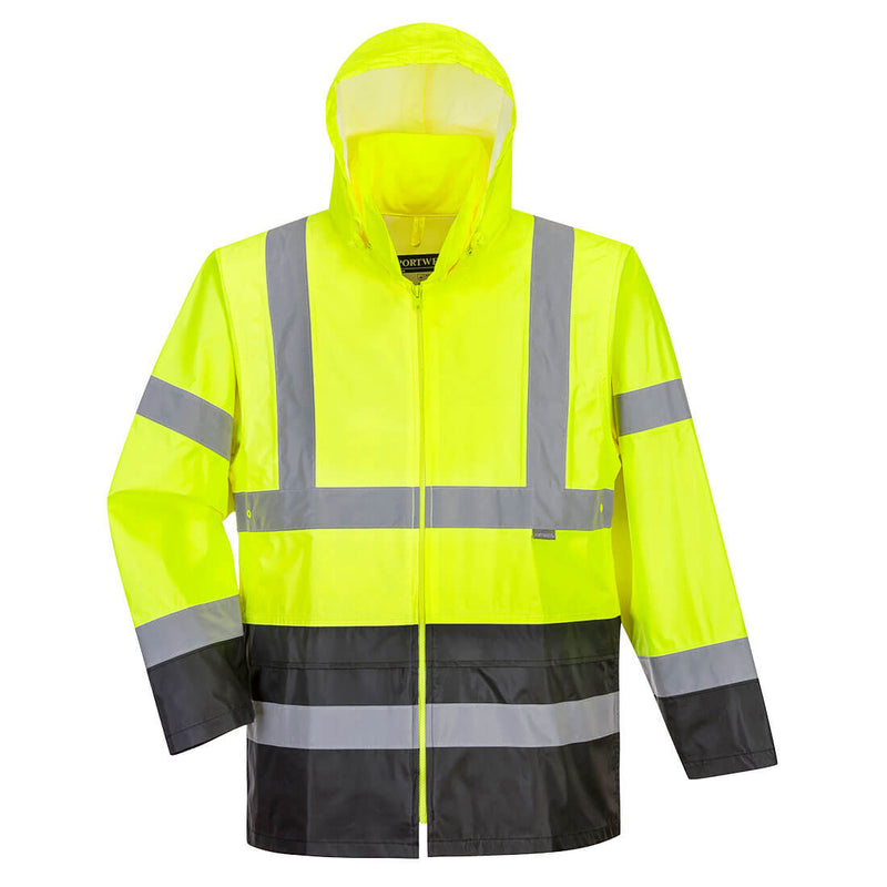 Portwest® Hi-Vis Contrast Rain Traffic Jacket , Yellow/Black, Size L (UH443YBRL) Each