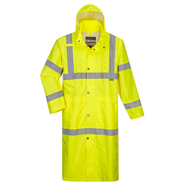 Portwest® Hi-Vis Rain Coat 48", Yellow, Size M (UH445YERM) Each