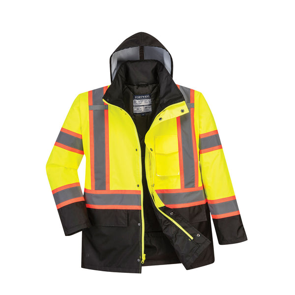 Portwest® Hi-Vis Contrast Winter Traffic Jacket , Yellow/Black, Size XXXL (US369YBRXXXL) Each