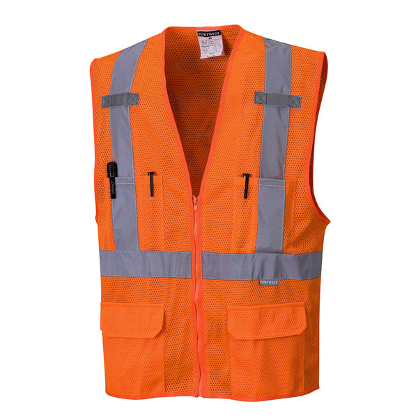 Portwest® Atlanta Hi-Vis X Back Executive Vest , Orange, Size XXXL (US370ORRXXXL) Each