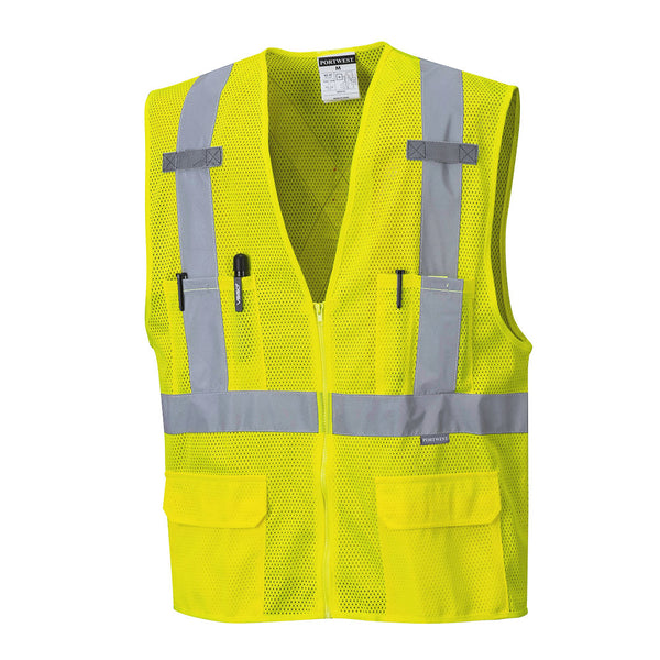 Portwest® Atlanta Hi-Vis X Back Executive Vest , Yellow, Size XXXL (US370YERXXXL) Each