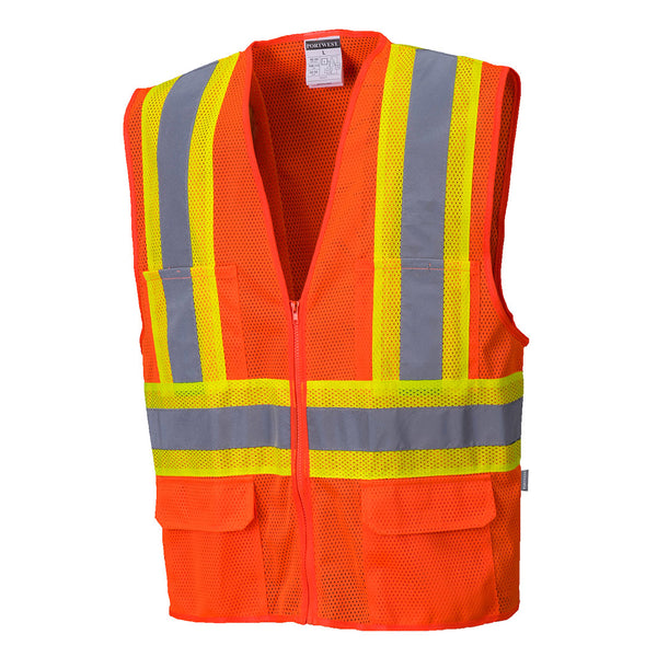 Portwest® Tulsa Hi-Vis Mesh Executive Vest , Orange, Size XL (US371ORRXL) Each