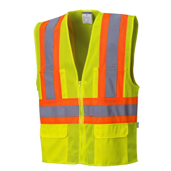 Portwest® Tulsa Hi-Vis Mesh Executive Vest , Yellow, Size 5XL (US371YER5XL) Each