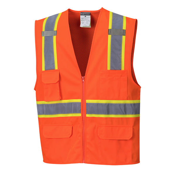 Portwest® Jackson Hi-Vis Contrast Executive Vest , Orange, Size XXXL (US372ORRXXXL) Each
