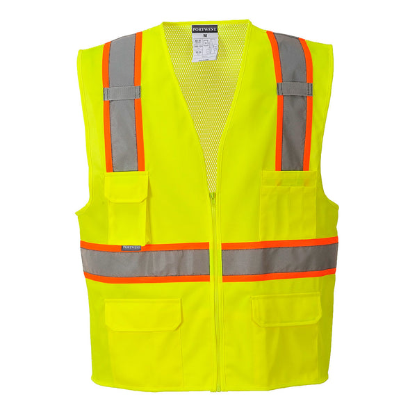 Portwest® Jackson Hi-Vis Contrast Executive Vest , Yellow, Size XXXL (US372YERXXXL) Each