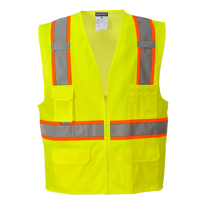 Portwest® Jackson Hi-Vis Contrast Executive Vest , Yellow, Size XXXL (US372YERXXXL) Each