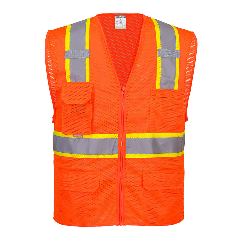 Portwest® Orlando Hi-Vis Mesh Executive Vest , Orange, Size M (US374ORRM) Each