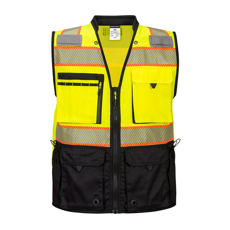 Portwest® Hi-Vis Premium Surveyor Vest , Yellow/Black, Size 4XL (US375YBR4XL) Each
