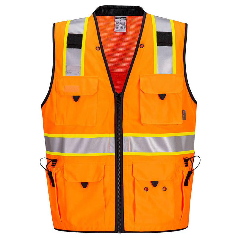 Portwest® Hi-Vis Expert Pro Surveyor Vest , Orange/Black, Size XXXL (US376OBRXXXL) Each