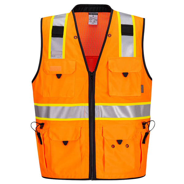 Portwest® Hi-Vis Expert Pro Surveyor Vest , Orange/Black, Size 4XL (US376OBR4XL) Each