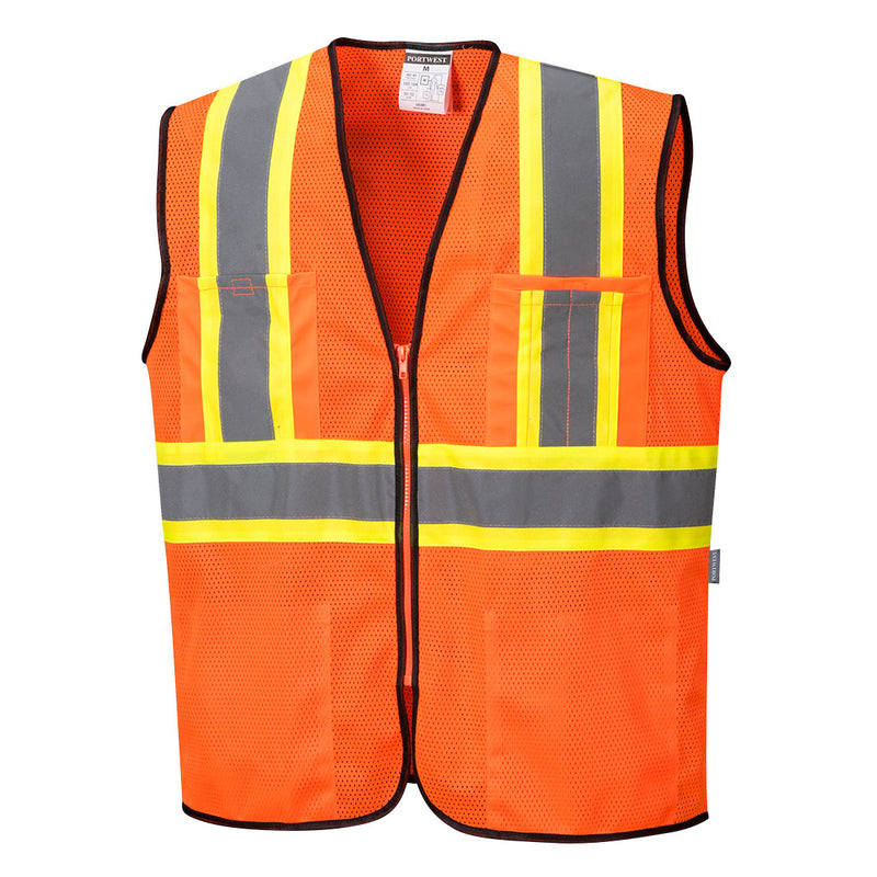 Portwest® Frisco Hi-Vis Mesh Executive Vest , Orange, Size L (US381ORRL) Each