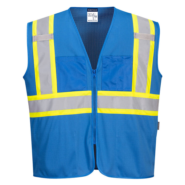 Portwest® Iona Plus Enhanced Mesh Zipped Vest, Royal Blue, Size S (US391RBRS) Each
