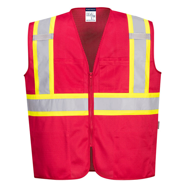 Portwest® Iona Plus Enhanced Mesh Zipped Vest, Red, Size M (US391RERM) Each