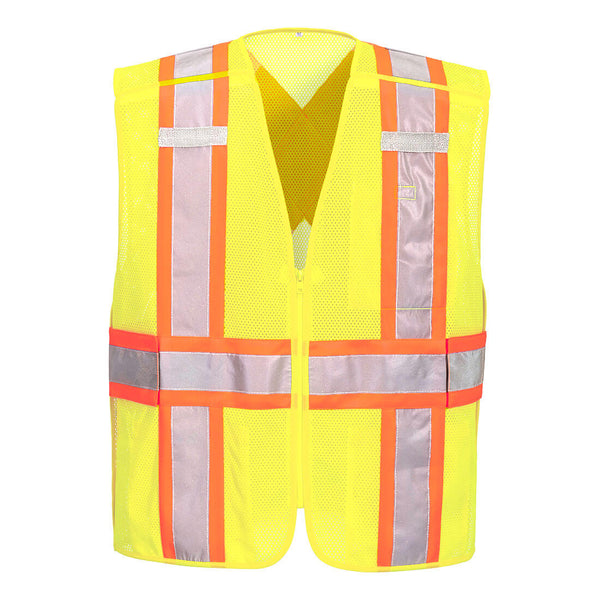 Portwest® Hi-Vis Mesh X Back Expandable Breakaway Vest, Yellow, Size XL (US393YERXL) Each