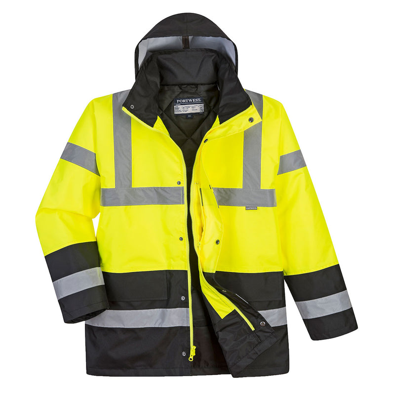 Portwest® Hi-Vis Contrast Winter Traffic Jacket , Yellow/Black, Size S (US466YBRS) Each