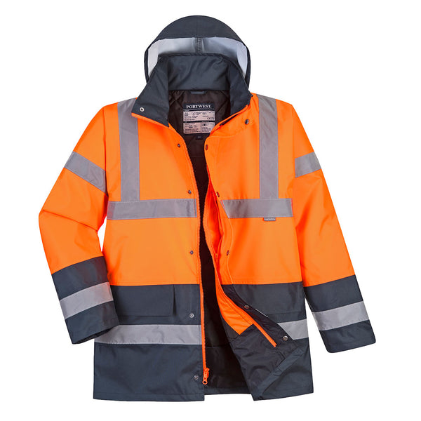 Portwest® Hi-Vis Contrast Winter Traffic Jacket , Orange/Navy, Size XXXL (US467ONRXXXL) Each