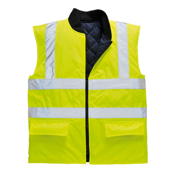 Portwest® Hi-Vis Reversible Bodywarmer Vest, Yellow, Size 4XL (US469YER4XL) Each
