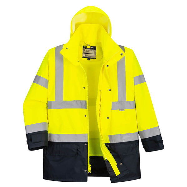 Portwest® Hi-Vis 5-in-1 Contrast Executive Jacket , Yellow/Navy, Size XL (US768YNRXL) Each