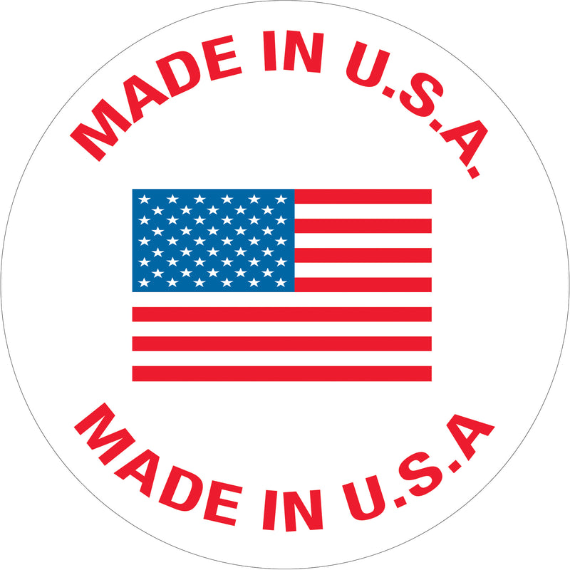 1" Circle - "Made in U.S.A." Labels (USA301) Roll Of 500