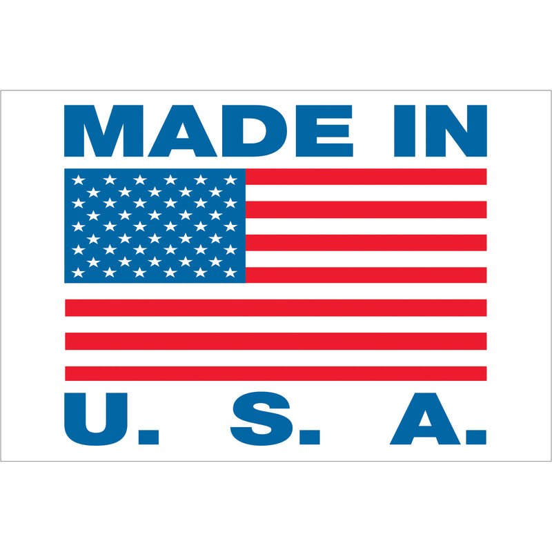 2 x 3" - "Made in U.S.A." Labels (USA305) Roll Of 500