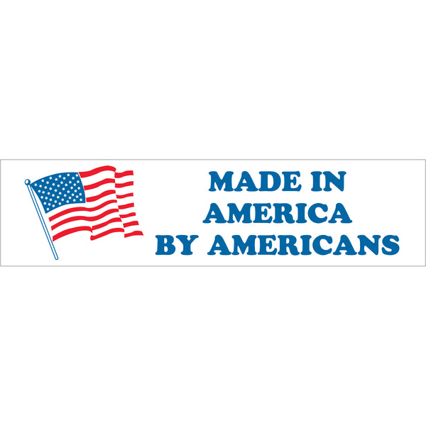 2 x 8" - "Made in America by Americans" Labels (USA501) Roll Of 500
