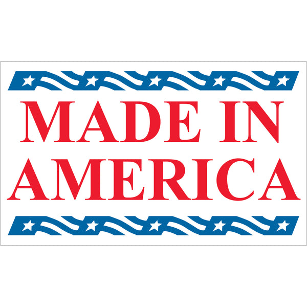 3 x 5" - "Made in America" Labels (USA502) Roll Of 500