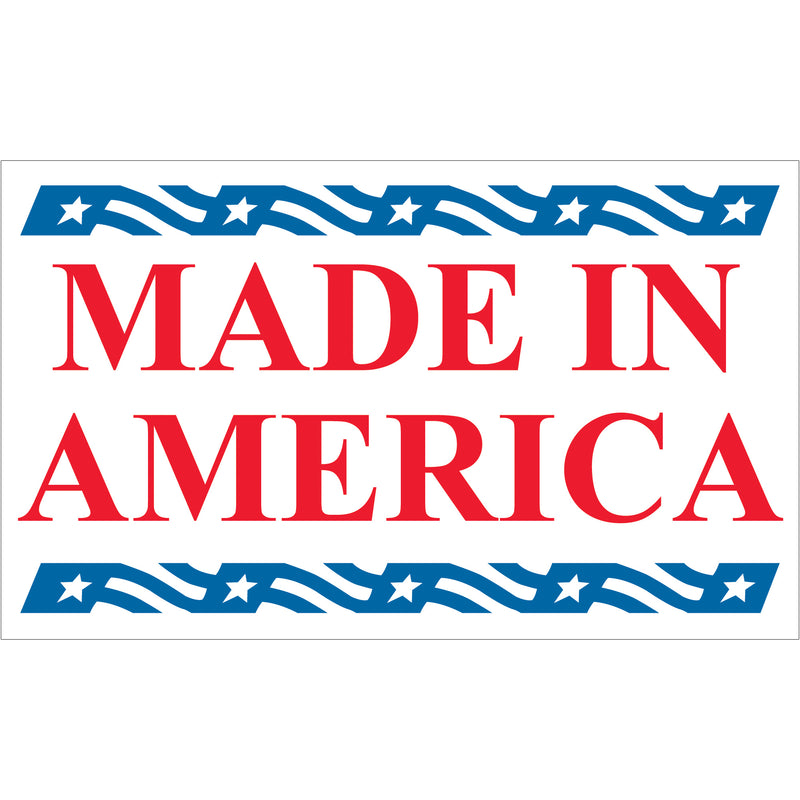 3 x 5" - "Made in America" Labels (USA502) Roll Of 500