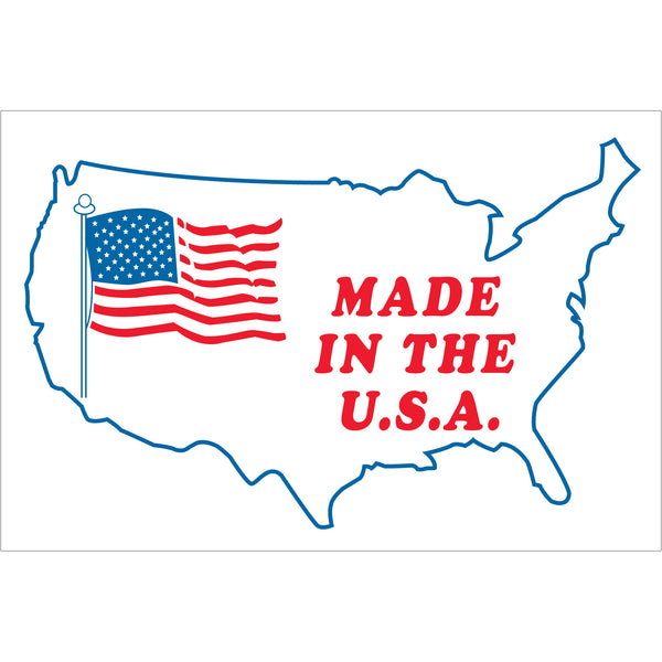 3 x 4" - "Made in the U.S.A." Labels (USA503) Roll Of 500