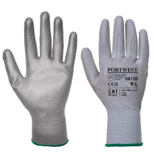 Portwest® Vending PU Palm Glove, Gray, Size M (VA120G7RM) Each