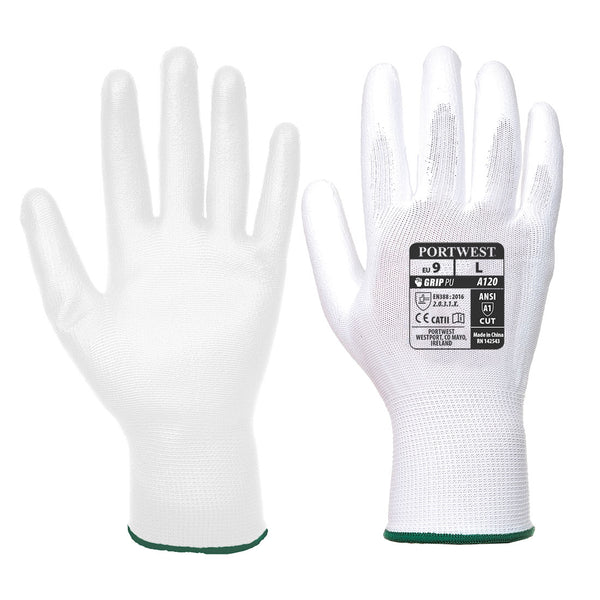 Portwest® Vending PU Palm Glove, White, Size L (VA120W6RL) Each