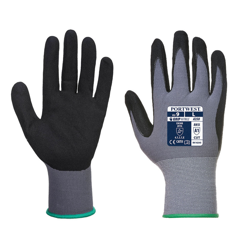 Portwest® Vending DermiFlex Glove, Gray/Black, Size XXL (VA350G8RXXL) Each