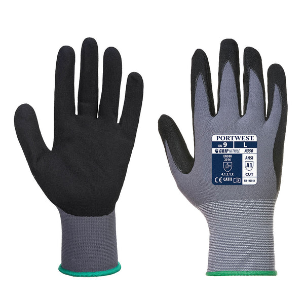 Portwest® Vending DermiFlex Glove, Gray/Black, Size L (VA350G8RL) Each