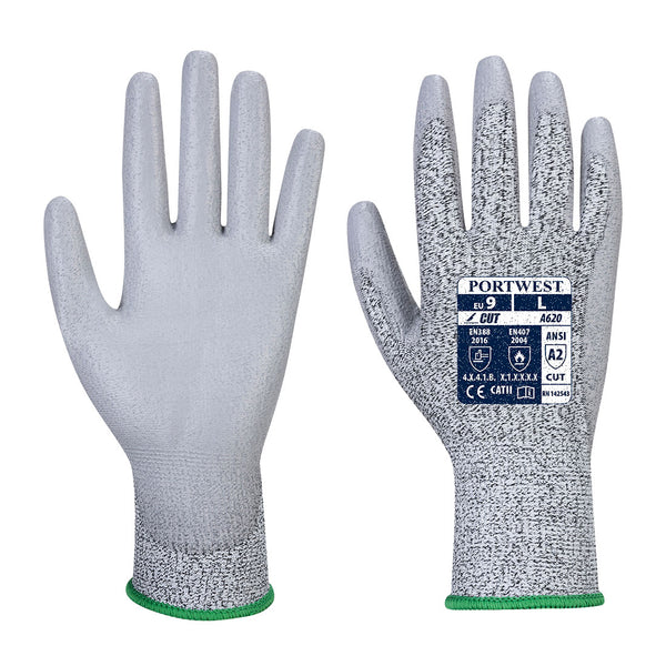 Portwest® Vending LR Cut PU Palm Glove, Gray, Size M (VA620G7RM) Each