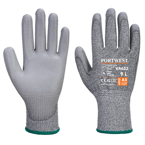 Portwest® Vending MR Cut PU Palm Glove, Gray, Size XS (VA622G7RXS) Each