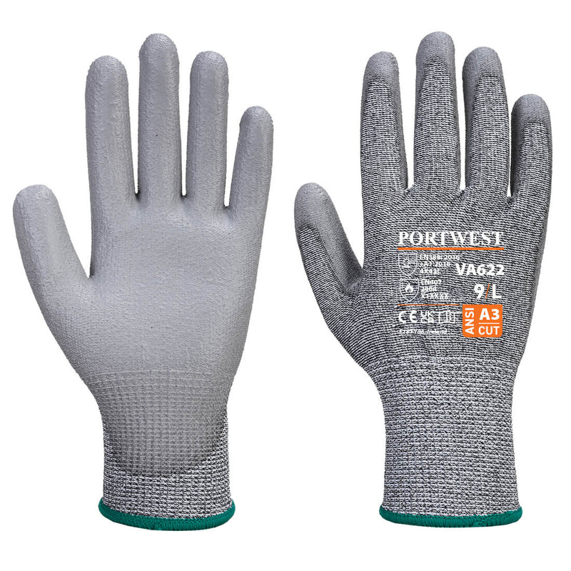 Portwest® Vending MR Cut PU Palm Glove, Gray, Size XS (VA622G7RXS) Each