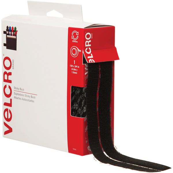 3/4" x 15' - Black VELCRO® Brand Tape - Combo Packs, Each Each