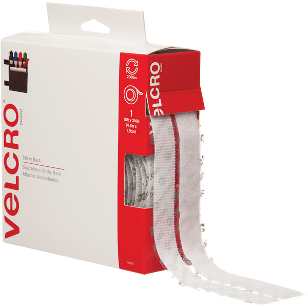 3/4" x 15' - White VELCRO® Brand Tape - Combo Packs, Each Each