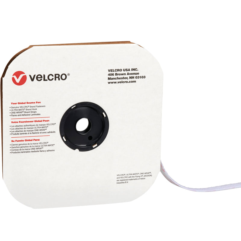 5/8" x 75' - Loop - White VELCRO® Brand Tape - Individual Strips, Each Each