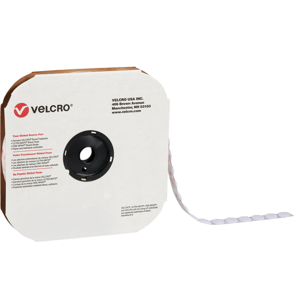 1 3/8" - Hook - White VELCRO® Brand Tape - Individual Dots, Case Of 600 Case Of 600