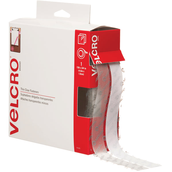 3/4" x 15' - Clear VELCRO® Brand Tape - Combo Pack, Each Each