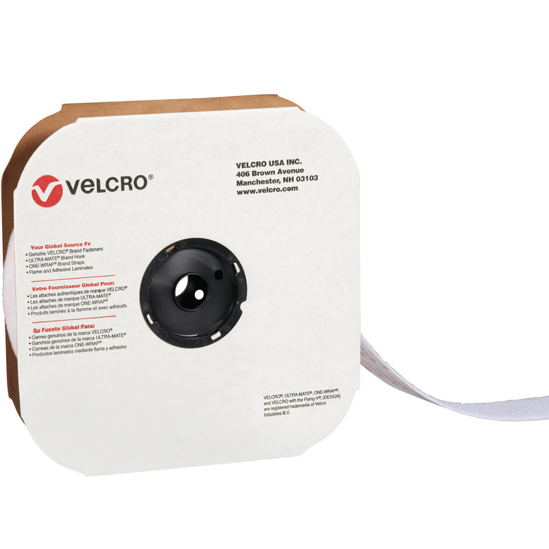 4" x 75' - Loop - White VELCRO® Brand Tape - Individual Strips, Each Each