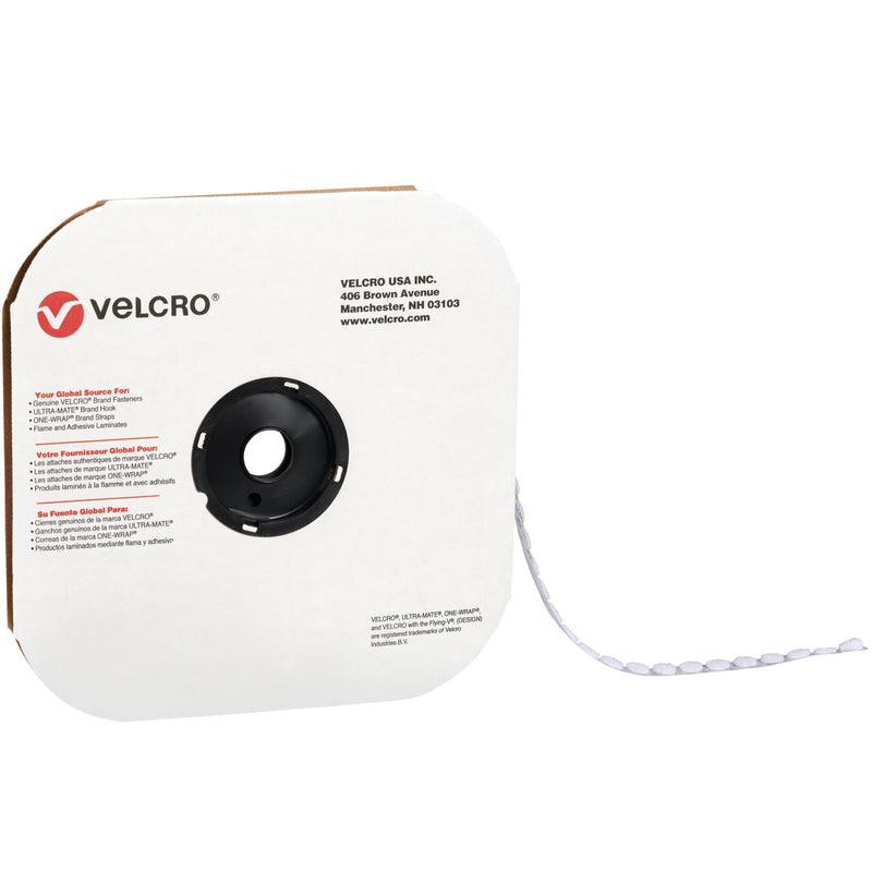 3/8" - Loop - White VELCRO® Brand Tape - Individual Dots, Case Of 1800 Case Of 1800