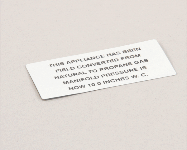 Vulcan Hart 00-421727-00009 Plate,Natural To Propane Gas (VH00-421727-00009) Each