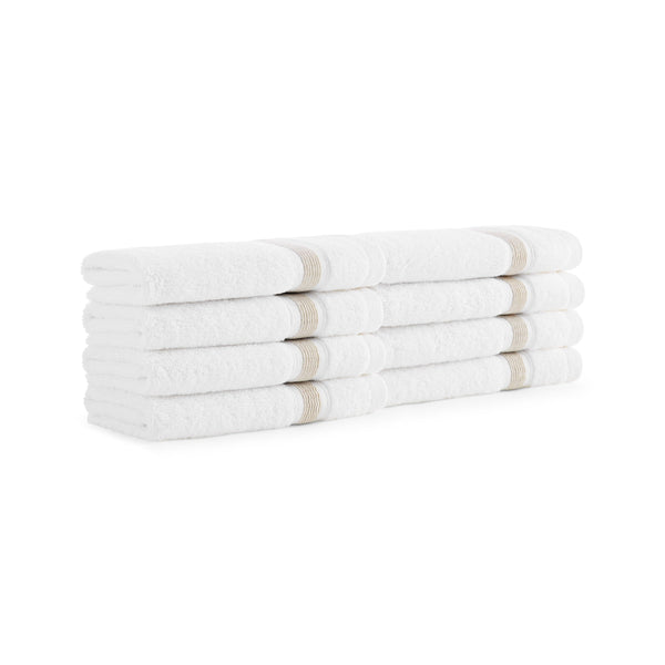 Aston & Arden Aegean Recycled Washcloth 13x13 Beige Striped (8/Pack) (P-WC-RT-1313-BG) 8/PK
