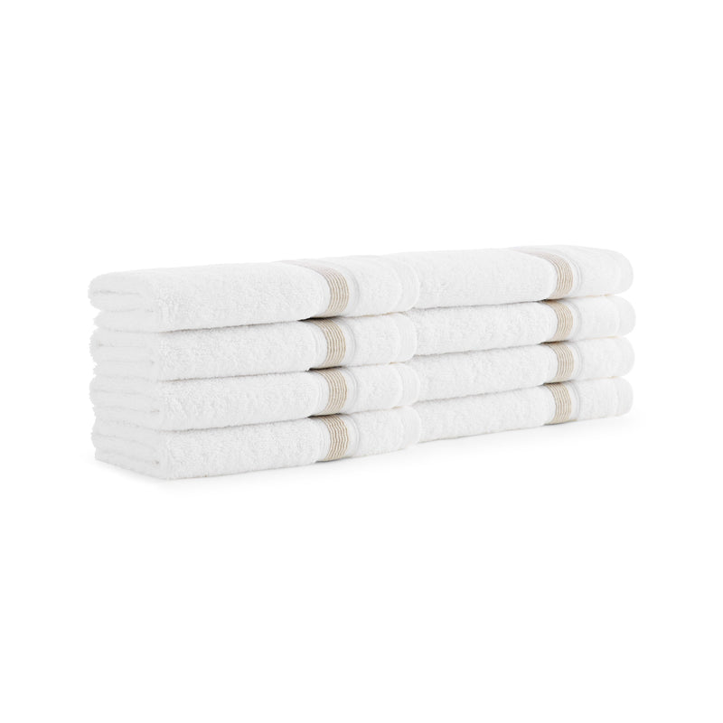 Aston & Arden Aegean Recycled Washcloth 13x13 Beige Striped (8/Pack) (P-WC-RT-1313-BG) 8/PK