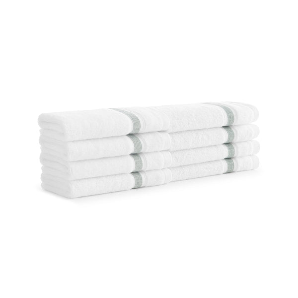 Aston & Arden Aegean Recycled Washcloth 13x13 Green Striped (8/Pack) (P-WC-RT-1313-DS) 8/PK