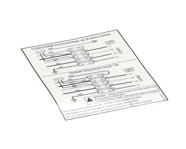 Wilbur Curtis 3375000703 Label, Dual Voltage Power Hook (WCWC-38167) Each